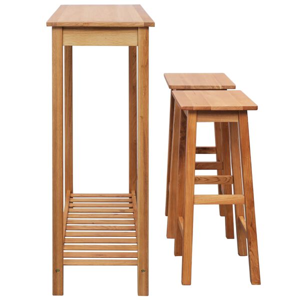 vidaXL Ensemble de bar 3 pcs Bois de chêne massif