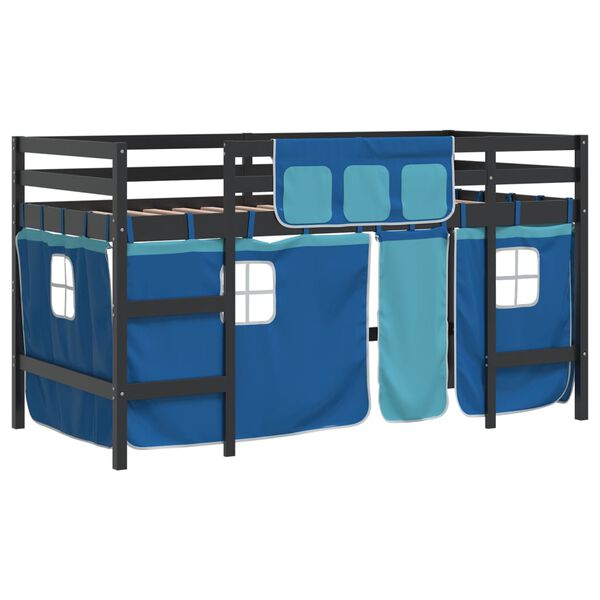 vidaXL Lit mezzanine enfants avec rideaux sans matelas bleu 90x200cm
