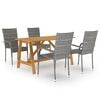 vidaXL Ensemble &agrave; manger de jardin 5 pcs Gris