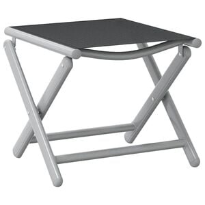 vidaXL Repose-pied pliable noir et argent&eacute; textil&egrave;ne et aluminium