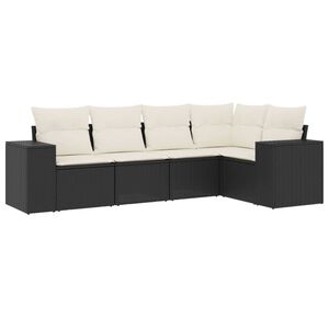 vidaXL Salon de jardin 5 pcs avec coussins noir r&eacute;sine tress&eacute;e