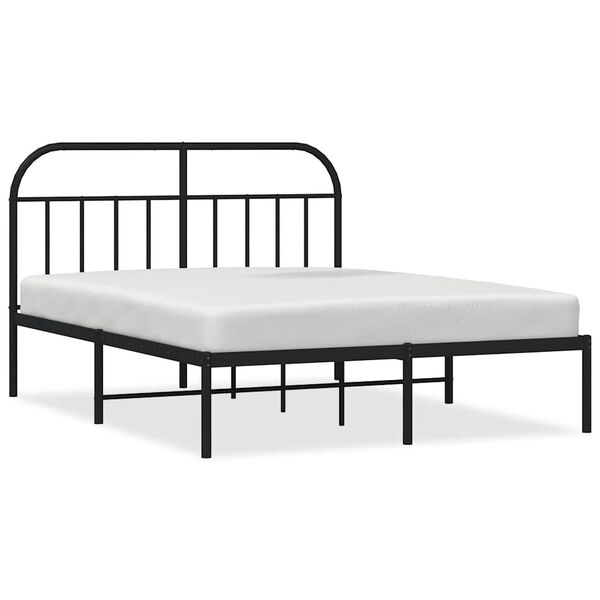 vidaXL Cadre de lit métal sans matelas avec tête de lit noir 150x200cm