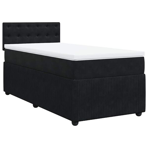 vidaXL Sommier &agrave; lattes de lit avec matelas Noir 90x200 cm Velours