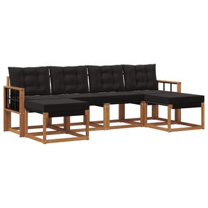 vidaXL Ensemble de canap&eacute;s d'ext&eacute;rieur 6 pcs Naturel et Noir