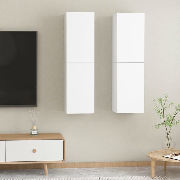 vidaXL Meubles TV 2 pcs Blanc 30,5x30x110 cm Bois d&rsquo;ing&eacute;nierie