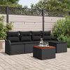 vidaXL Ensemble de canapé de jardin avec coussin 6 pcs Noir polyrotin