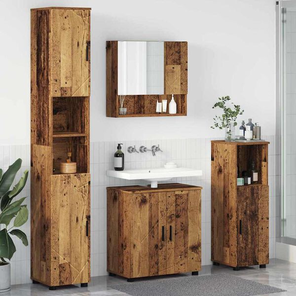 vidaXL Ensemble de mobilier de salle de bain 4 pcs Bois Ancien