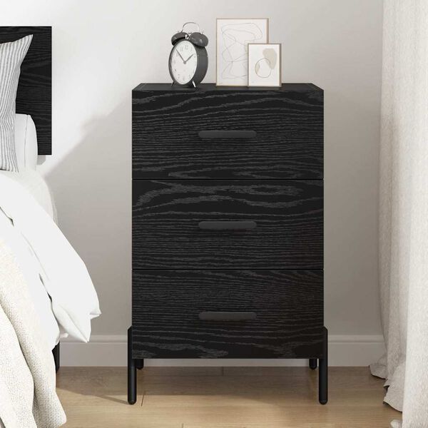 vidaXL Cabinet de chevet Ch&ecirc;ne noir 40 x 40 x 66 cm Bois d'ing&eacute;nierie