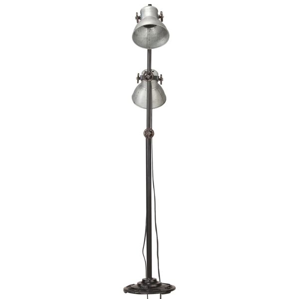 vidaXL Lampadaire avec 2 abat-jour Argenté E27 Fonte