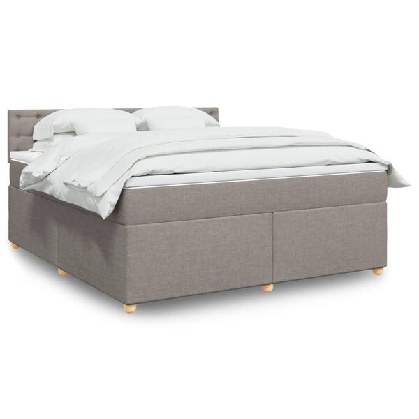vidaXL Sommier &agrave; lattes de lit avec matelas Taupe 180x200 cm Tissu