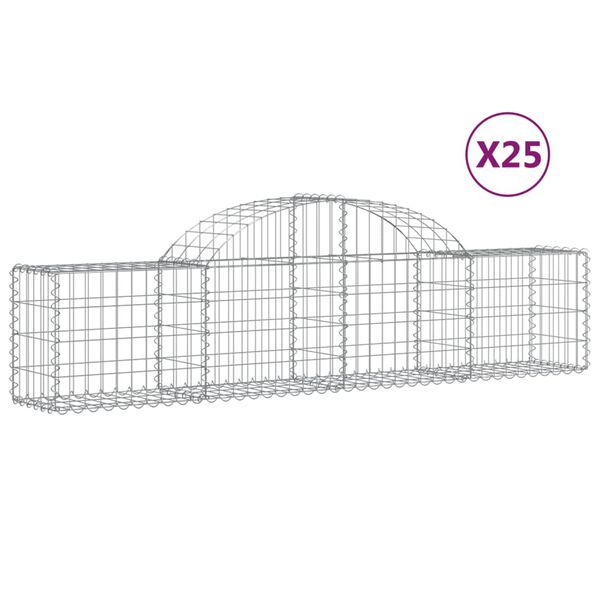 vidaXL Paniers à gabions arqués 25 pcs 200x30x40/60 cm Fer galvanisé