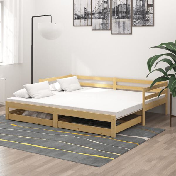 vidaXL Lit coulissant sans matelas 2x(90x200) cm Bois de pin massif