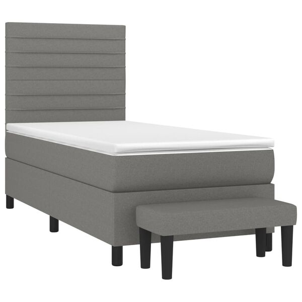 vidaXL Sommier &agrave; lattes de lit avec matelas Gris fonc&eacute; 80x200 cm Tissu