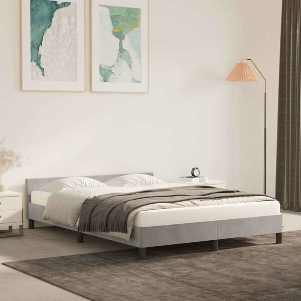vidaXL Cadre de lit sans matelas gris clair 140x200 cm velours