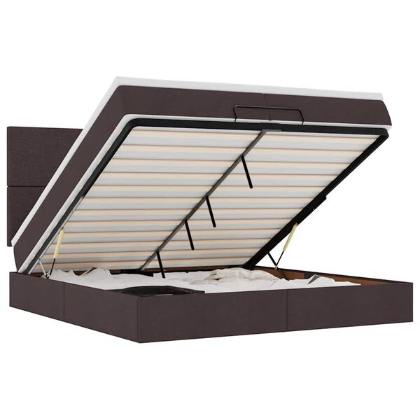 VidaXL Cadre de lit ottoman avec matelas marron fonc&eacute; 200x200 cm tissu