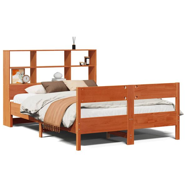 vidaXL Lit biblioth&egrave;que sans matelas cire marron 120x190cm pin massif