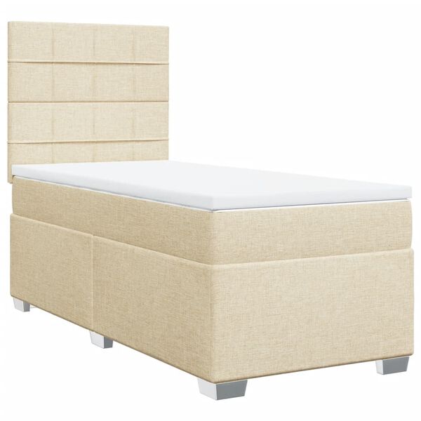 vidaXL Sommier &agrave; lattes de lit avec matelas Cr&egrave;me 100x200 cm Tissu