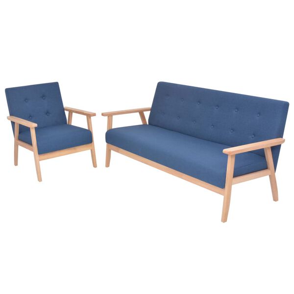 vidaXL Ensemble de canap&eacute; 2 pcs Tissu bleu