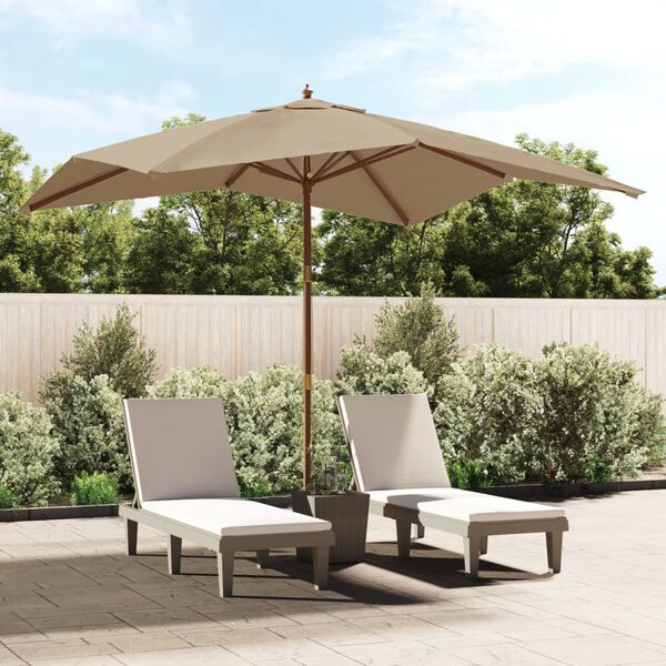 vidaXL Parasol de jardin avec m&acirc;t en bois taupe 300x300x273 cm