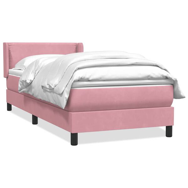 vidaXL Sommier &agrave; lattes de lit avec matelas rose 100x220 cm velours