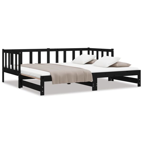 vidaXL Lit coulissant sans matelas noir 2x(90x190) cm