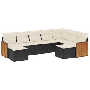 vidaXL Salon de jardin 9 pcs avec coussins noir r&eacute;sine tress&eacute;e