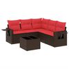 vidaXL Ensemble de canap&eacute; de jardin 6 pcs avec coussins marron r&eacute;sine tress&eacute;e