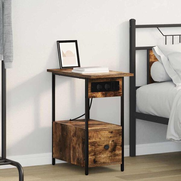 vidaXL Cabinet de chevet Ch&ecirc;ne fum&eacute; 60 x 30 x 61 cm Bois d'ing&eacute;nierie