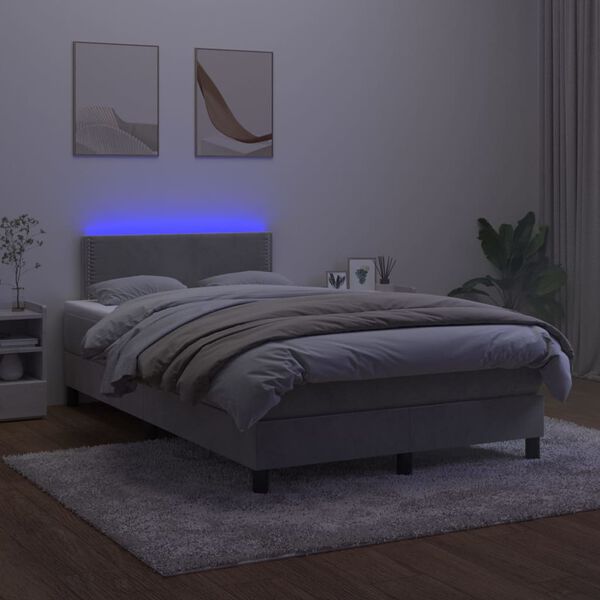 vidaXL Sommier &agrave; lattes de lit avec matelas LED Gris clair 120x200 cm