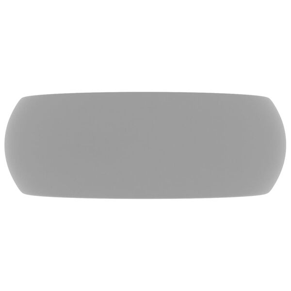 vidaXL Lavabo rond de luxe Gris clair mat 40x15 cm Céramique