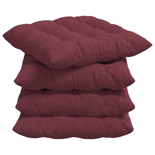 vidaXL Coussins de si&egrave;ge 2 pcs Bordeaux 40 x 40 x 6 cm tissu