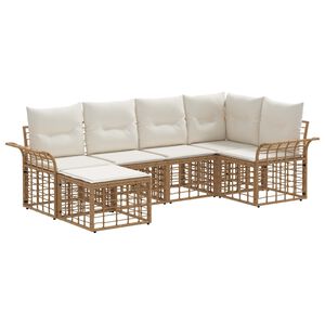 vidaXL Ensemble de canap&eacute;s d'ext&eacute;rieur 6 pcs Blanc Naturel et Cr&egrave;me