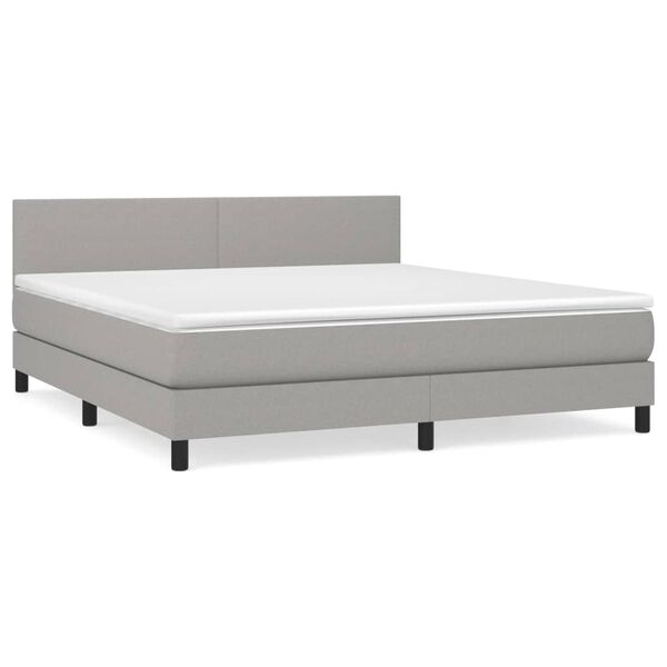 vidaXL Sommier &agrave; lattes de lit avec matelas Gris clair 160x200cm Tissu