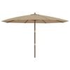 vidaXL Parasol de jardin avec m&acirc;t en bois taupe 400x273 cm
