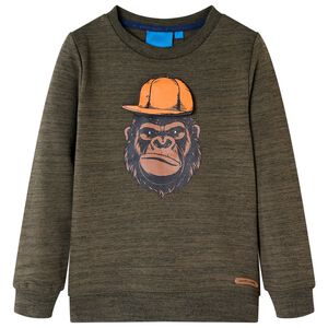 Sweatshirt pour enfants kaki fonc&eacute; m&eacute;lang&eacute; 104