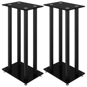 vidaXL Supports de haut-parleurs 2 pcs noir verre trempé 4 piliers