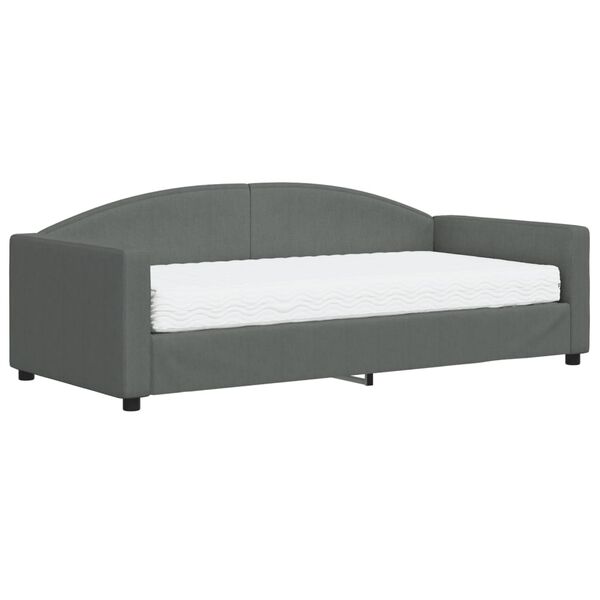 vidaXL Lit de jour avec matelas gris fonc&eacute; 90x190 cm tissu
