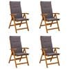 vidaXL Chaises de jardin inclinables 4 pc Naturel Bois d'Acacia Massif