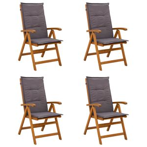 vidaXL Chaises de jardin inclinables 4 pc Naturel Bois d'Acacia Massif