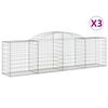 vidaXL Paniers &agrave; gabions arqu&eacute;s 3 pcs 300x50x80/100 cm fer galvanis&eacute;