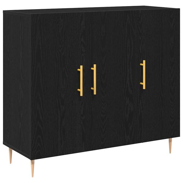 vidaXL Buffet Ch&ecirc;ne noir 90 x 34 x 80 cm Bois d'ing&eacute;nierie