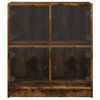vidaXL Armoire lat&eacute;rale avec portes en verre ch&ecirc;ne fum&eacute; 68x37x75,5 cm