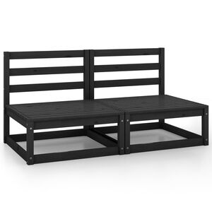 vidaXL Canap&eacute; &agrave; 2 places de jardin Noir Bois de pin solide