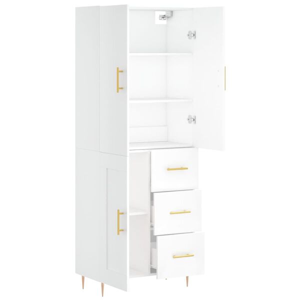 vidaXL Buffet haut Blanc 69,5x34x180 cm Bois d'ing&eacute;nierie