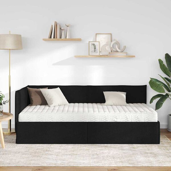 vidaXL Cadre de lit d'angle avec matelas 2 pcs Vert Velours