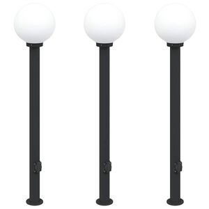 vidaXL Bornes lumineuses avec sortie lot de 3 120 cm noir IP44