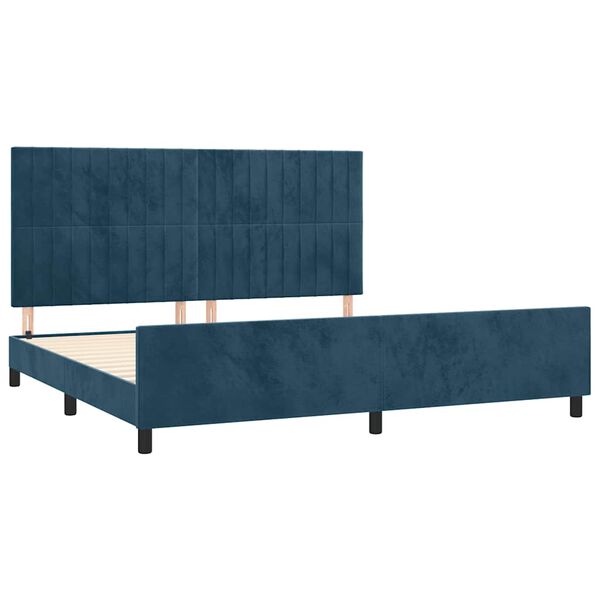 vidaXL Cadre de lit sans matelas bleu fonc&eacute; 200x200 cm velours