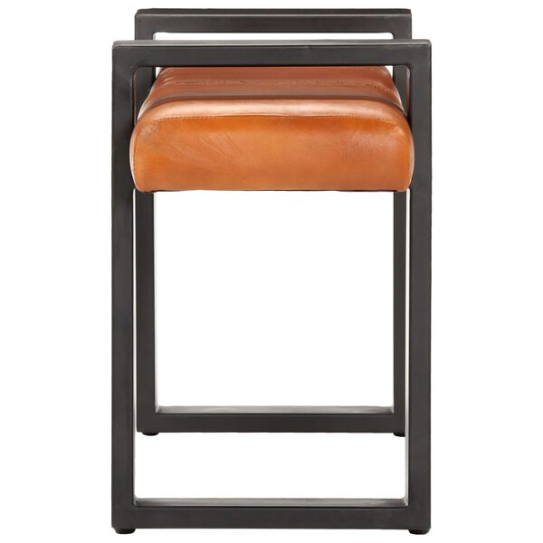 vidaXL Banc 120 cm Marron et noir Cuir v&eacute;ritable de ch&egrave;vre