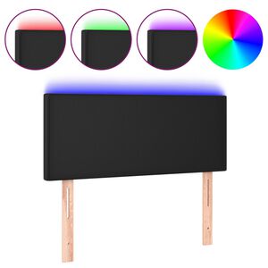 vidaXL T&ecirc;te de lit &agrave; LED Noir 80x5x78/88 cm Similicuir
