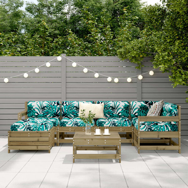 vidaXL Salon de jardin 7 pcs bois de pin impr&eacute;gn&eacute;